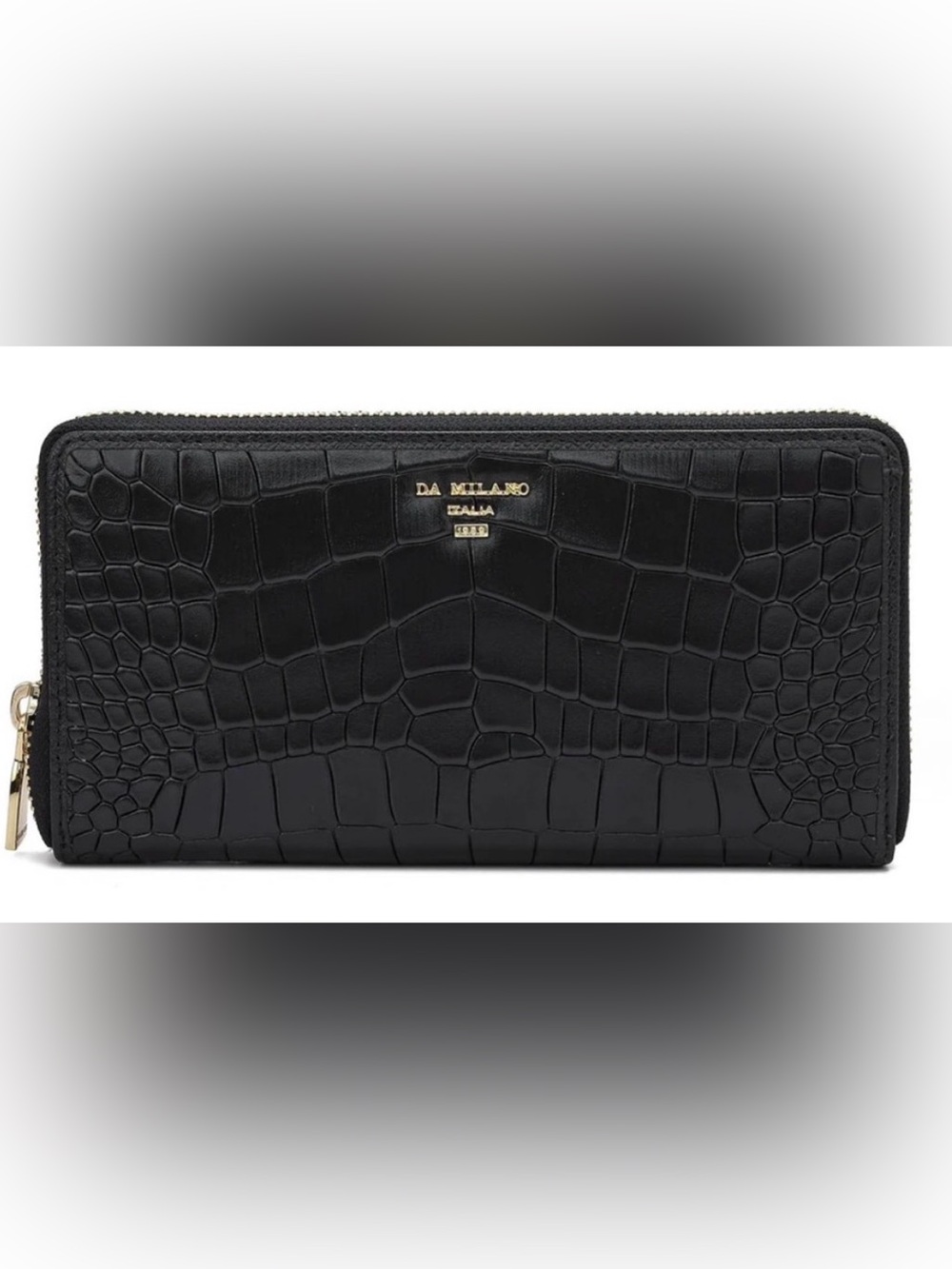 Black Leather Crocodile Embossed Wallet